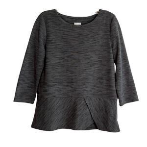 Weekends by Chicos 3/4 Sleeve Peplum Pullover Top Gray Estimated Size Small